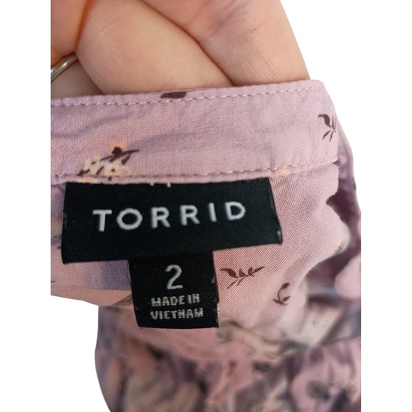 Torrid plus‎ 2X bicycle purple blouse button up casual relaxed short sleeve - Picture 3 of 10